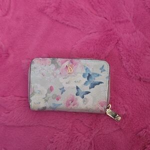 Victorias Secret Floral Butterfly Zip Wallet - Pink & Blue